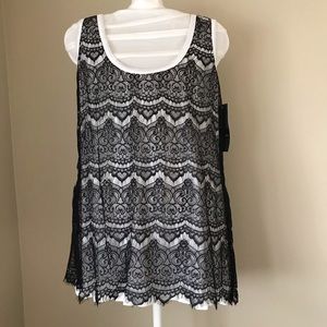 Beautiful cream tank with black lace overlay